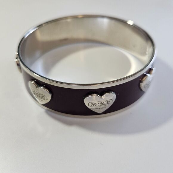 *Sale* Coach silver tone and burgundy bangle bracelet - Picture 14 of 16
